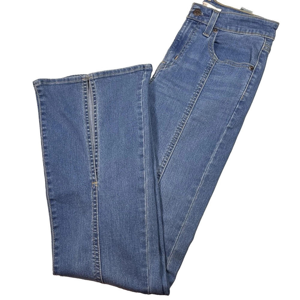 Levi's 726 Flare Jeans Women's 27x32 Medium Wash Stretch High Rise Split Flare